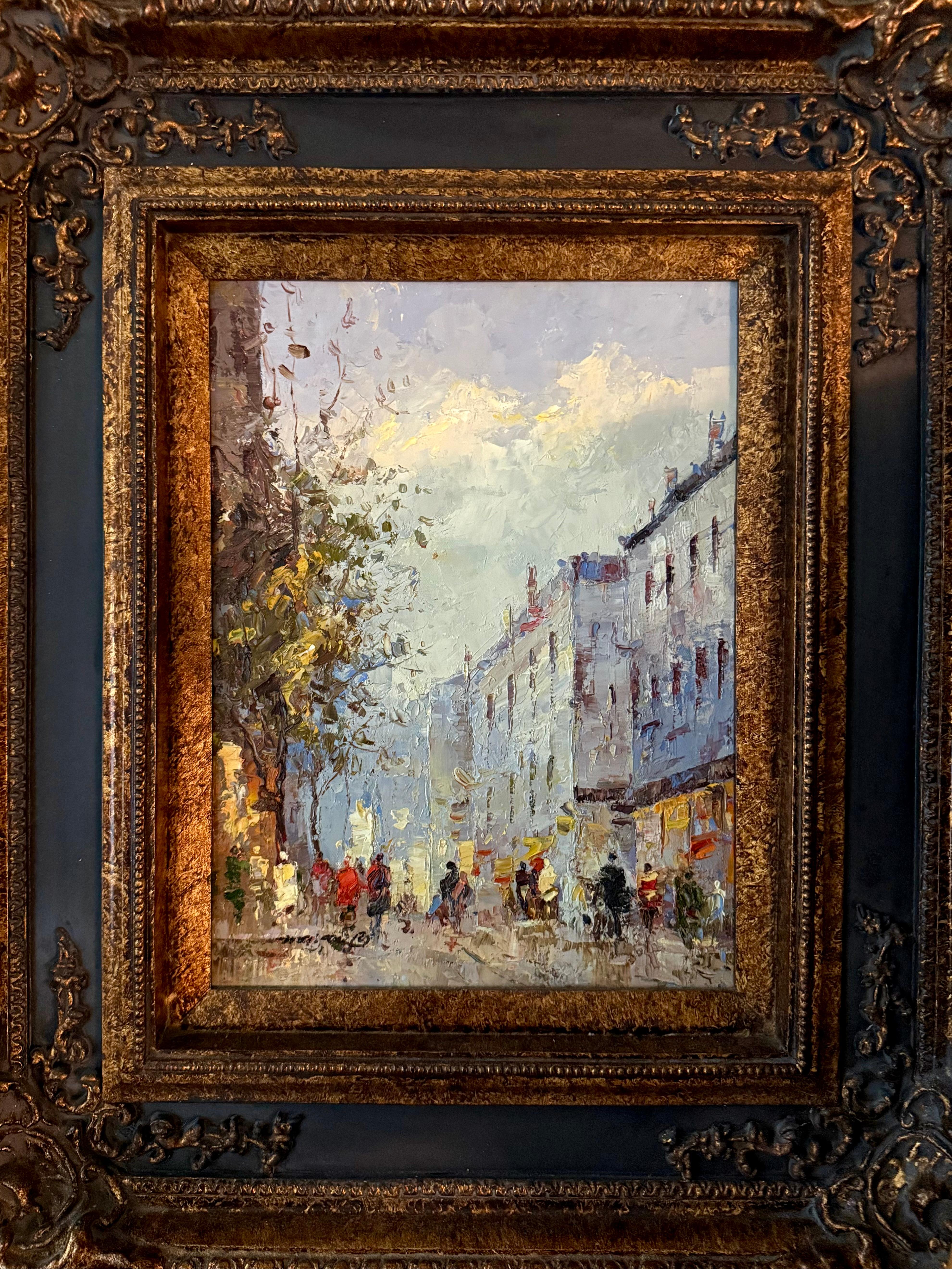 Antoine Blanchard Landscape Painting - Impressionist Parisian Street Scene contemporary