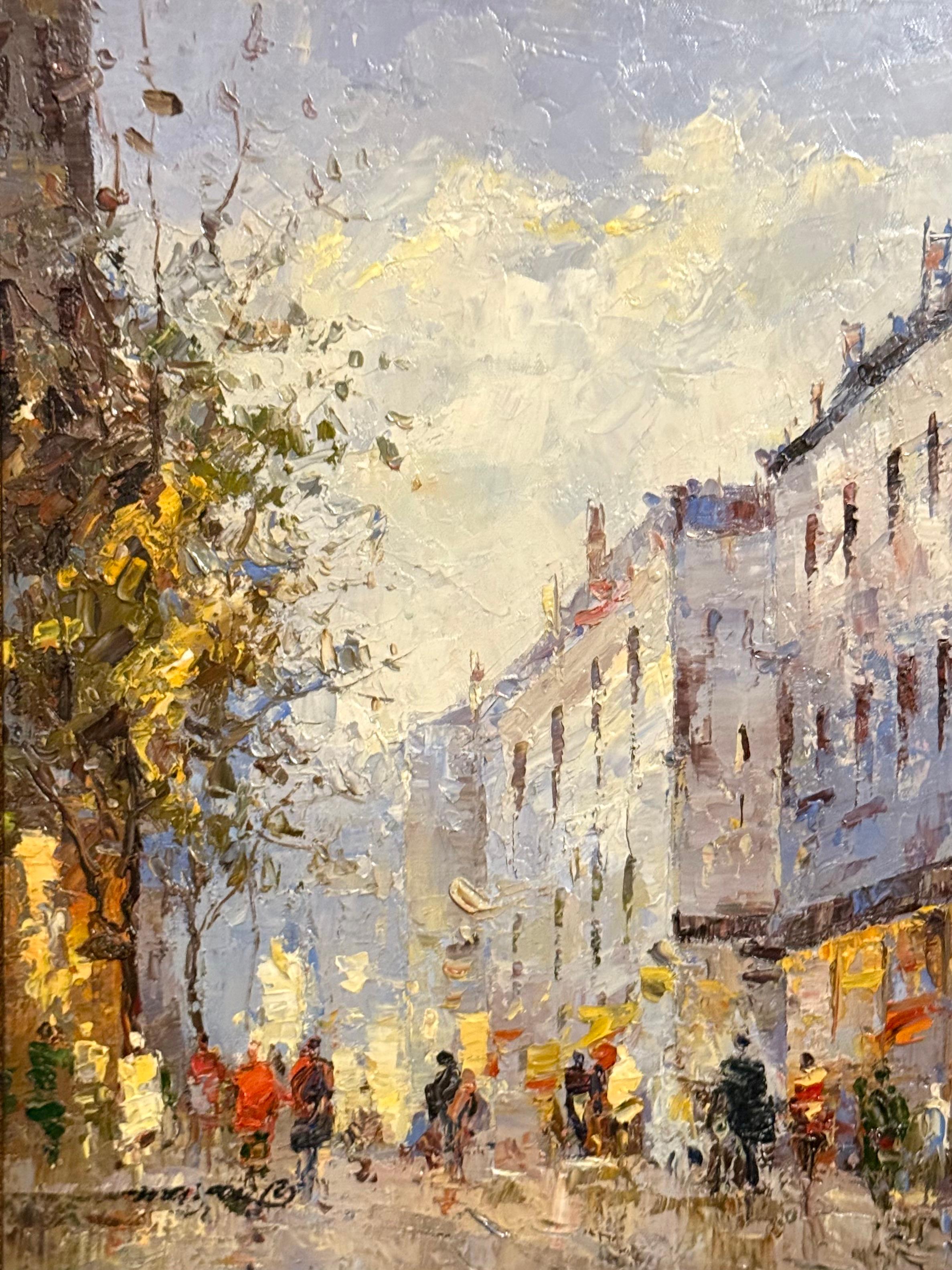 Scène de rue impressionniste parisienne contemporaine