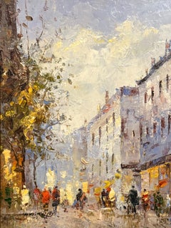 Scène de rue impressionniste parisienne contemporaine