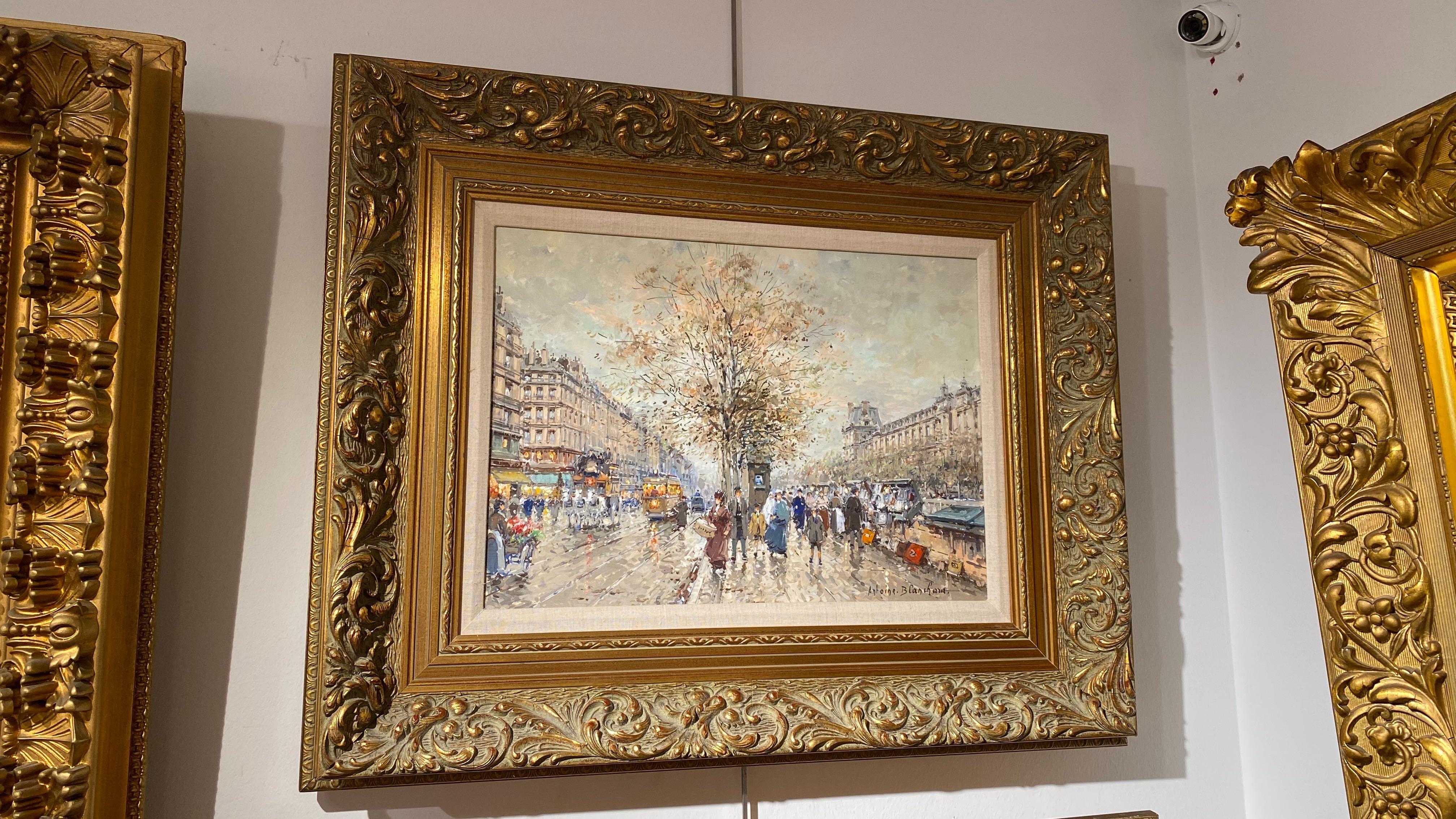 Los Quais y el Louvre - Painting de Antoine Blanchard