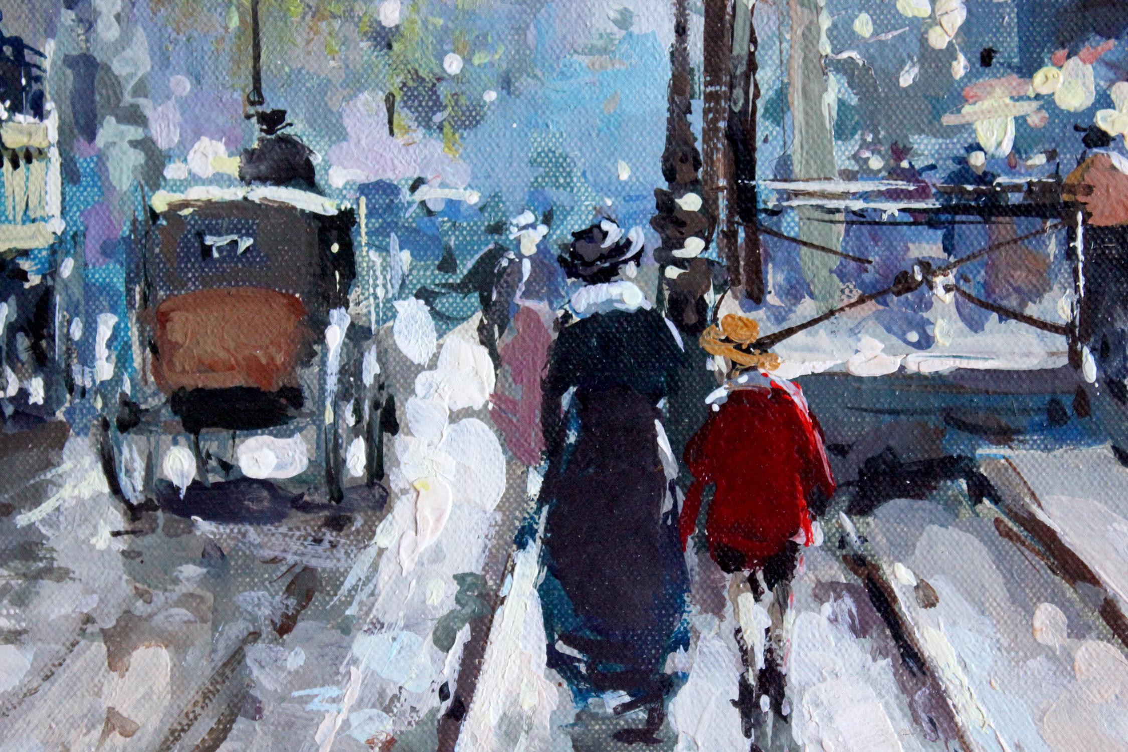 Les Grands Boulevards et La Porte Saint Denis - Painting Impresionista de Antoine Blanchard