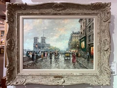 "Notre Dame", Antoine Blanchard, Oil on Canvas, French Impressionism