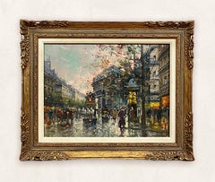 Original Antoine Blanchard Paris Streetscape Oil Painting ARC DE TRIOMPHE