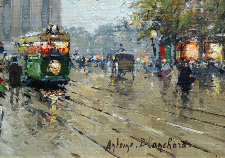 Parisian Street Scene. Oil on canvas, 32x46 cm For Sale 1
