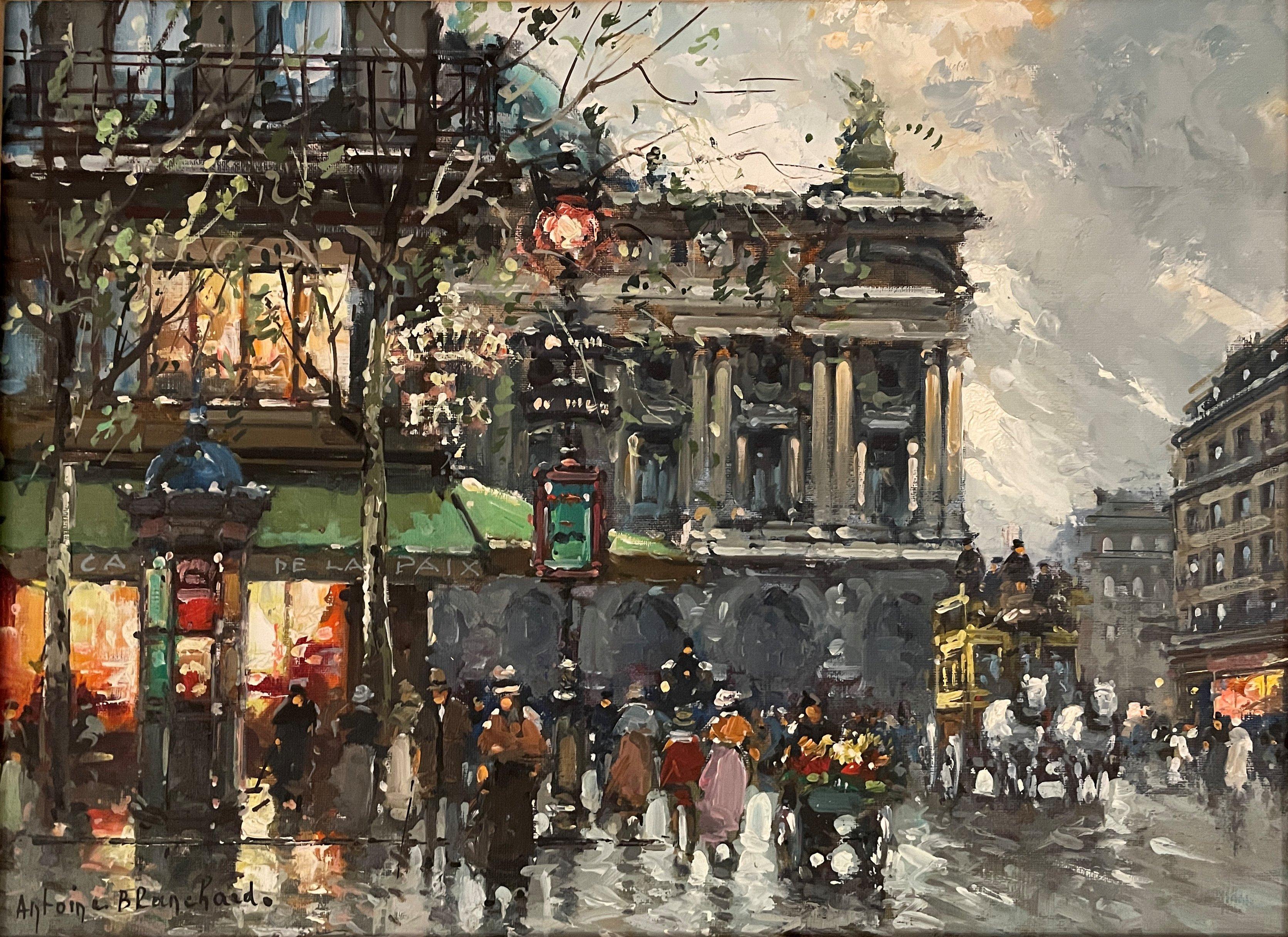 "Place de l’Opera et Café de la Paix," Antoine Blanchard, Paris Street Scene