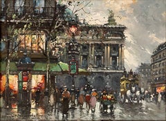 "Place de l’Opera et Café de la Paix, " Antoine Blanchard, Paris Street Scene