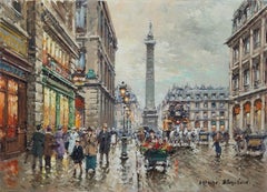 « Place Vendrome:: Paris »:: Antoine Blanchard:: Scène de rue impressionniste française