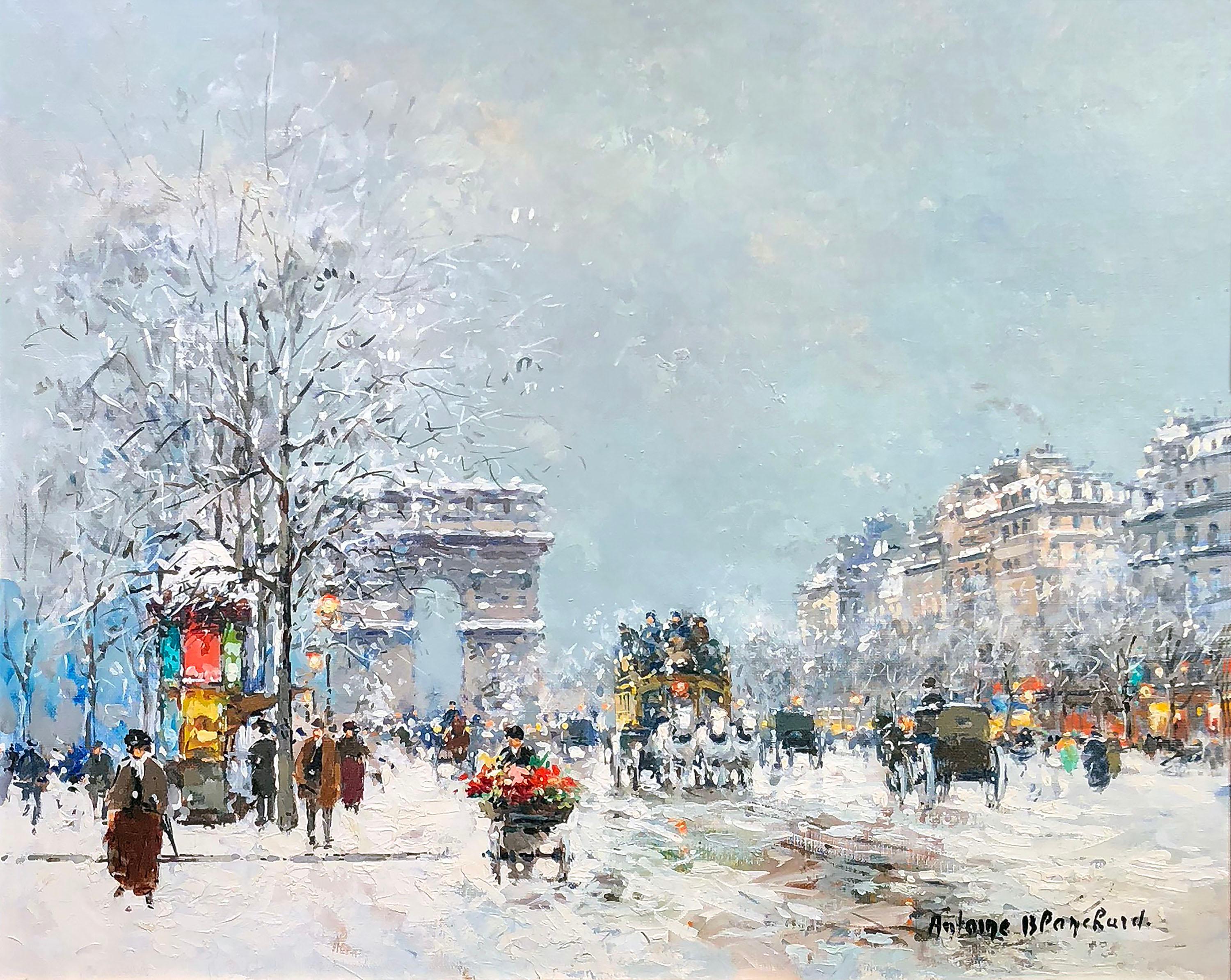 Port St. Denis sur la Neige - Painting di Antoine Blanchard