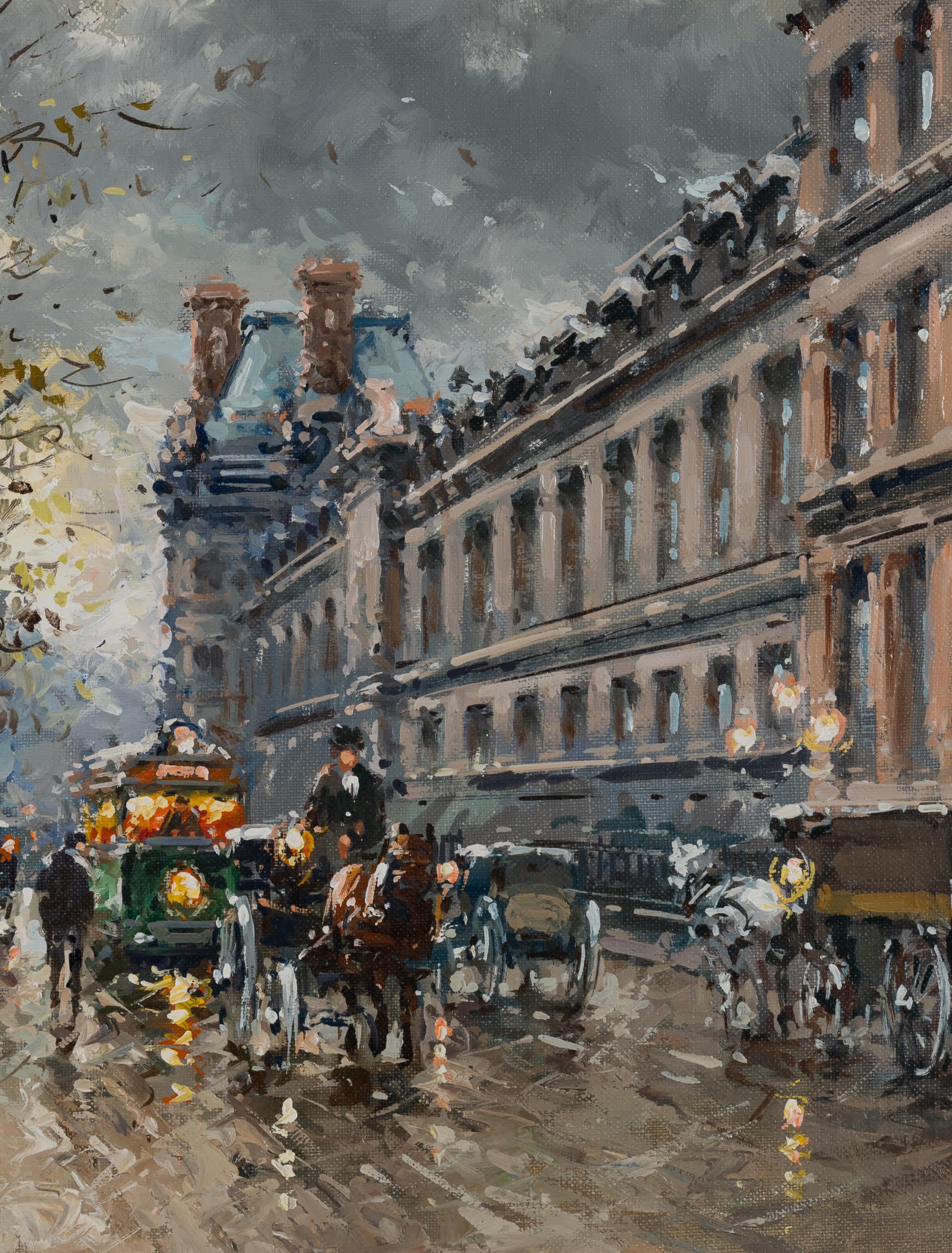 Antoine Blanchard
Francese, 1910-1988
Quai Du Louvre, Parigi

Olio su tela
13 x 18 pollici, con cornice 21 ¾ x 26 pollici
Firmato in basso a sinistra

Antoine Blanchard è lo pseudonimo con cui il pittore francese Marcel MASSON (15 novembre 1910 - 10