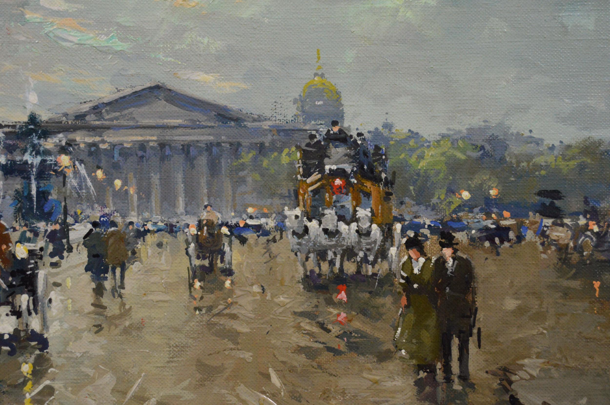 Ölgemälde des Place de la Concorde, Paris, Stadtbild (Braun), Landscape Painting, von Antoine Blanchard