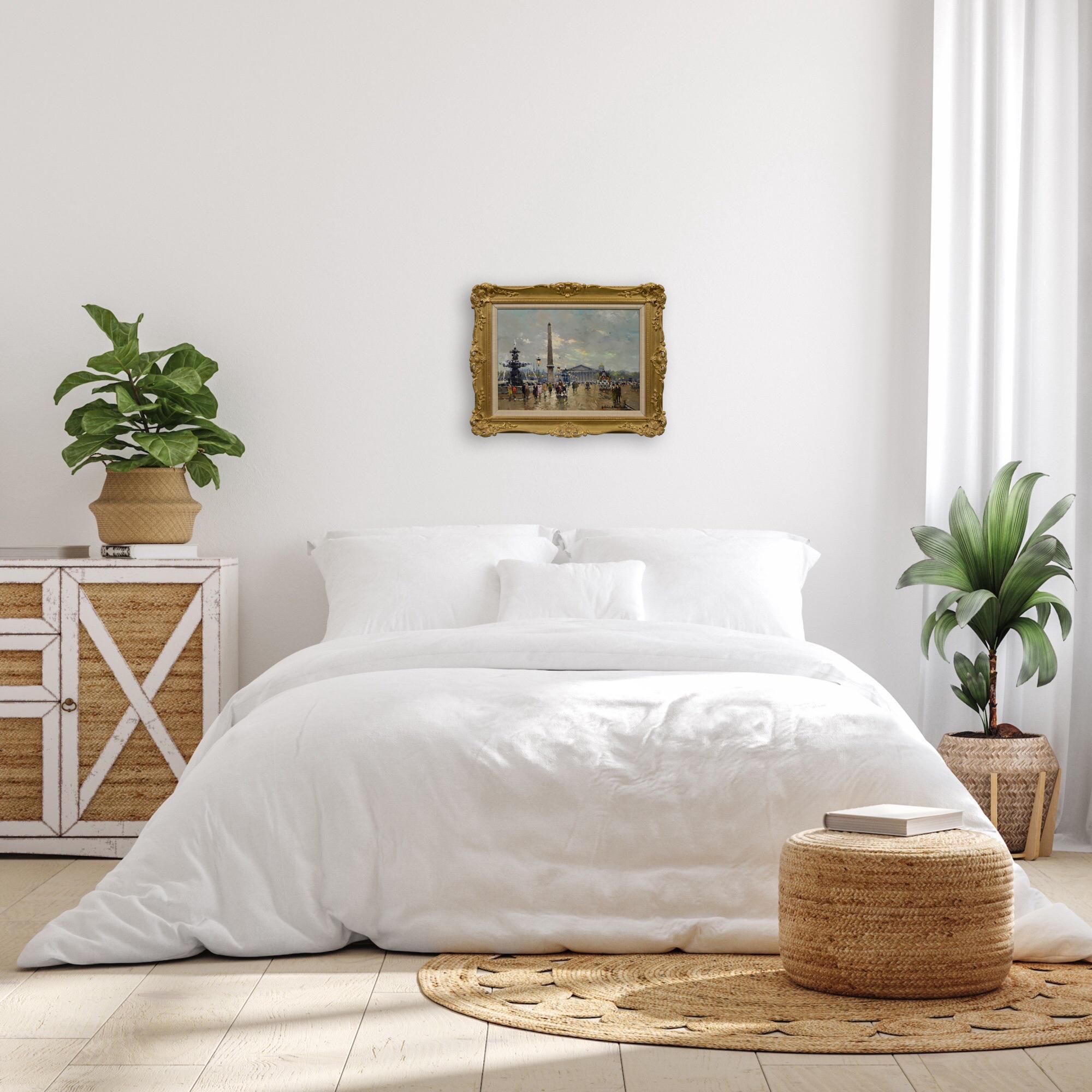 Ölgemälde des Place de la Concorde, Paris, Stadtbild im Angebot 3