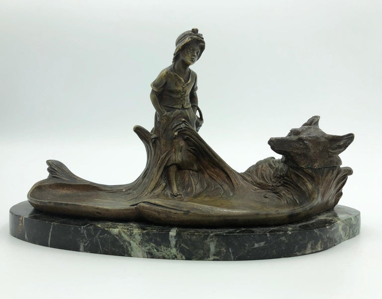 Little Red Riding Hood Inkwell - Sculpture by Antoine Bofill