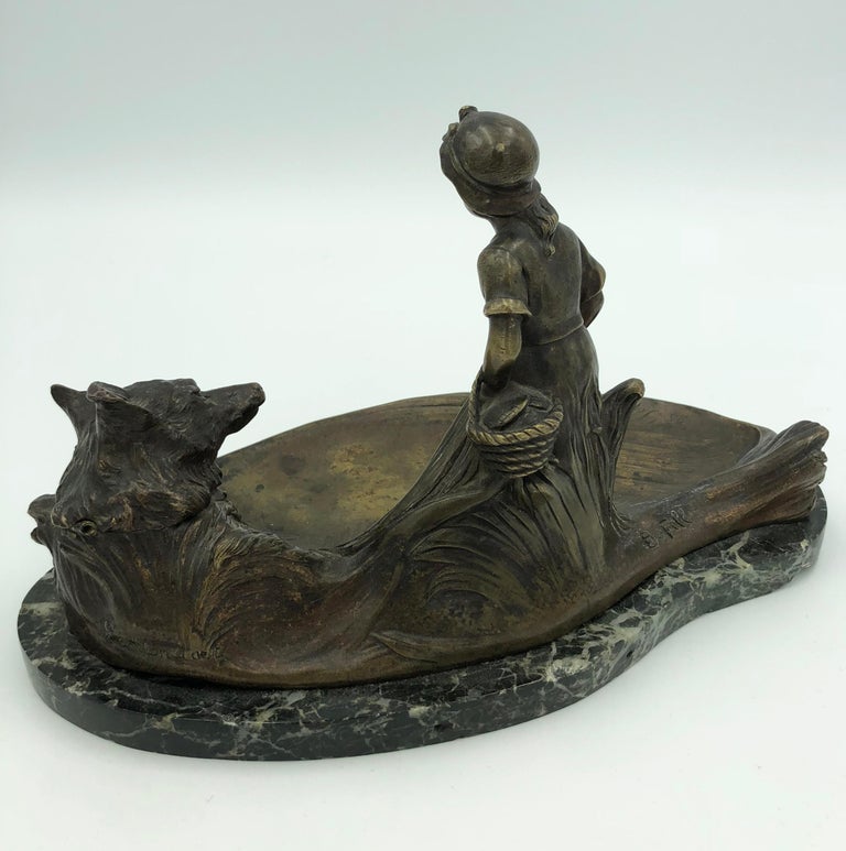 Little Red Riding Hood Inkwell - Realist Sculpture by Antoine Bofill