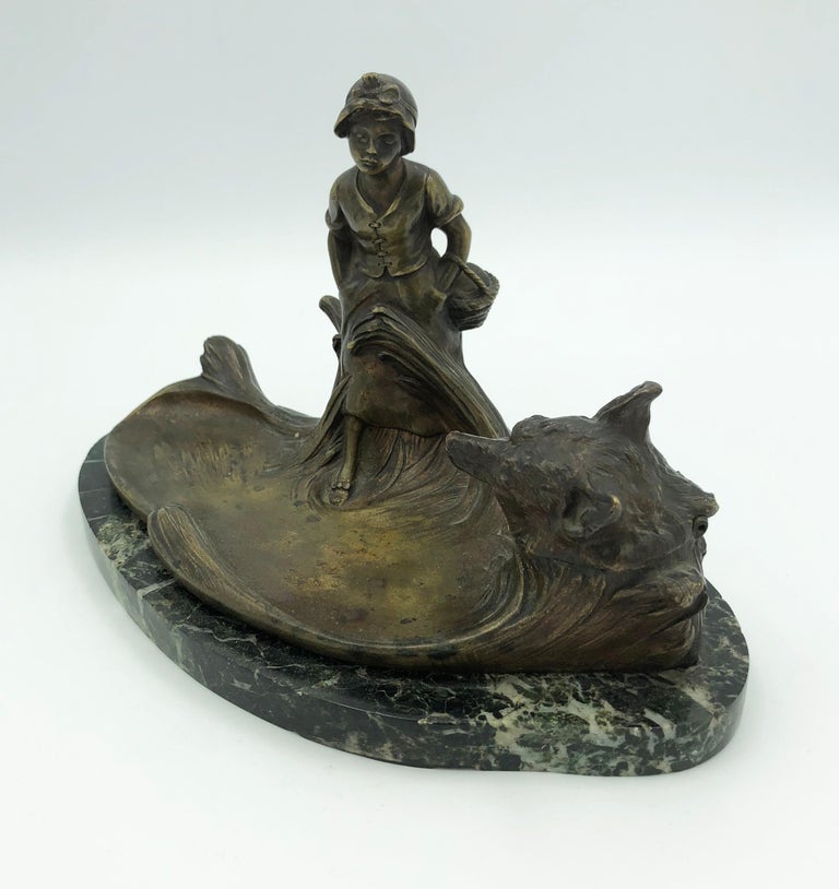 Antoine Bofill Figurative Sculpture - Little Red Riding Hood Inkwell