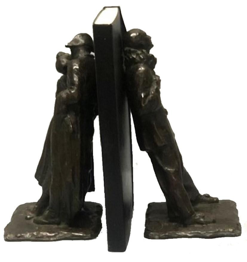French Belle Epoch
Antoine Bourdelle 
Sculptural Pair of Bookends
Patinated Bronze
Edmond Etling & Cie Foundry, Paris
ca. 1910

DIMENSIONS
Height: 7.5 inches                           
Width: 3.33 inches                           
Depth: 3.33