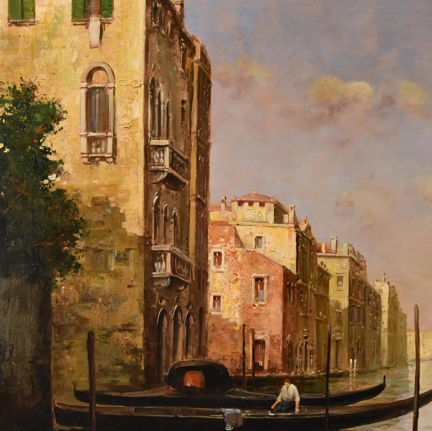 Paisaje del Gran Canal de Venecia Bouvard Aldine 19/20 Siglo Pintura Óleo sobre lienzo en venta 8