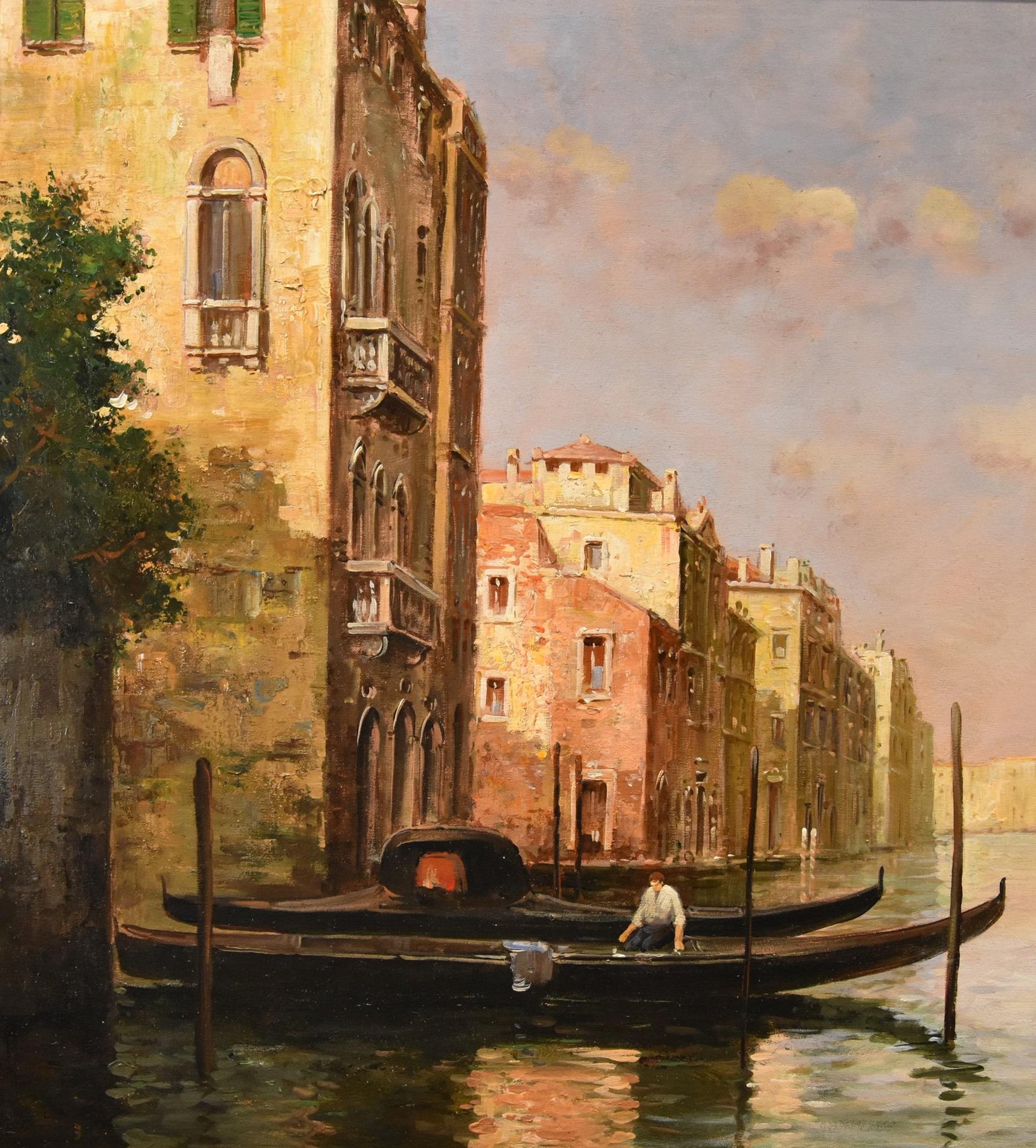 Paisaje del Gran Canal de Venecia Bouvard Aldine 19/20 Siglo Pintura Óleo sobre lienzo en venta 1