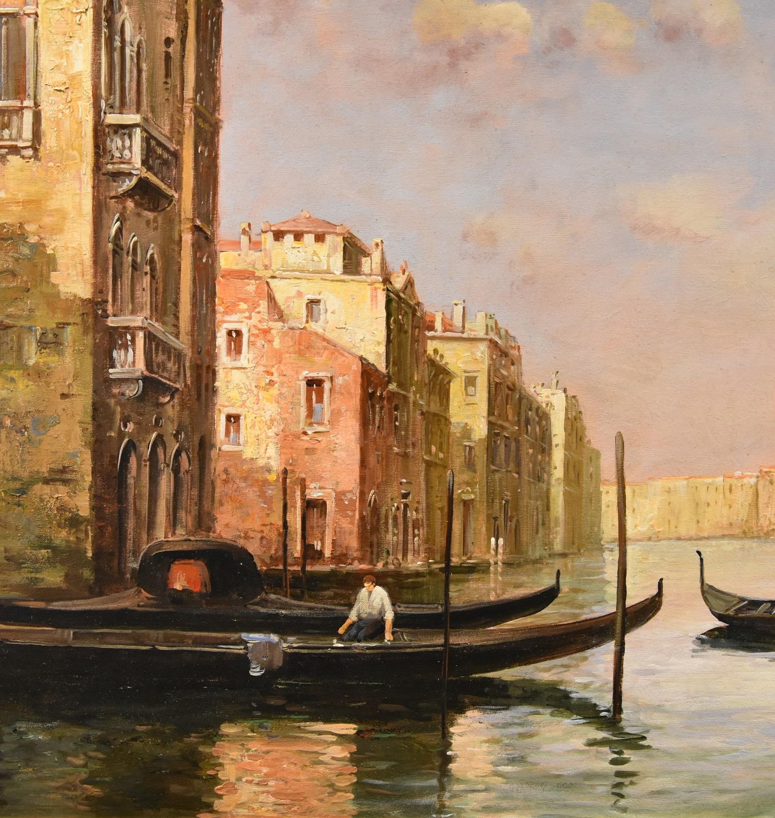 Paisaje del Gran Canal de Venecia Bouvard Aldine 19/20 Siglo Pintura Óleo sobre lienzo en venta 2