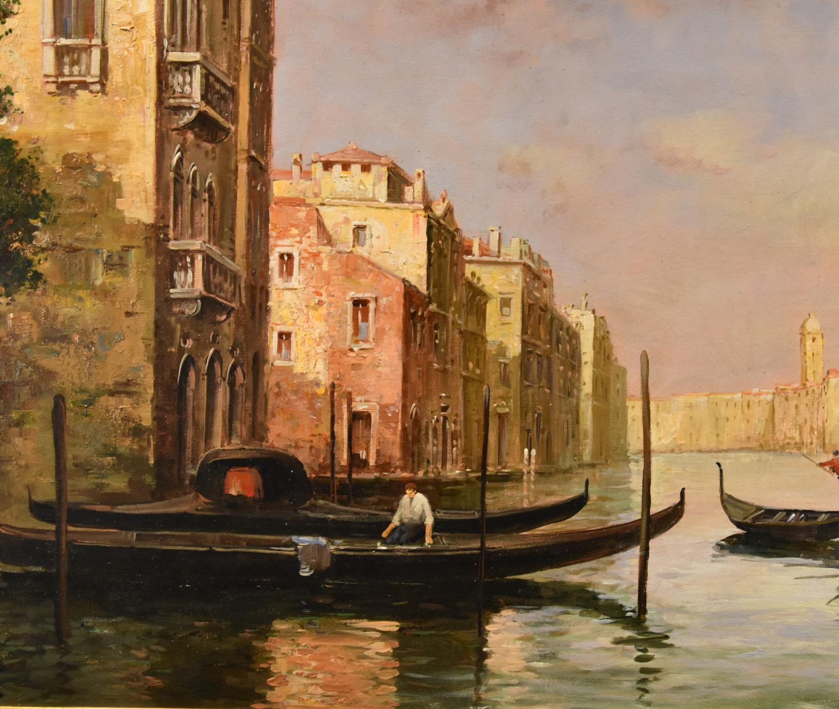 Paisaje del Gran Canal de Venecia Bouvard Aldine 19/20 Siglo Pintura Óleo sobre lienzo en venta 4