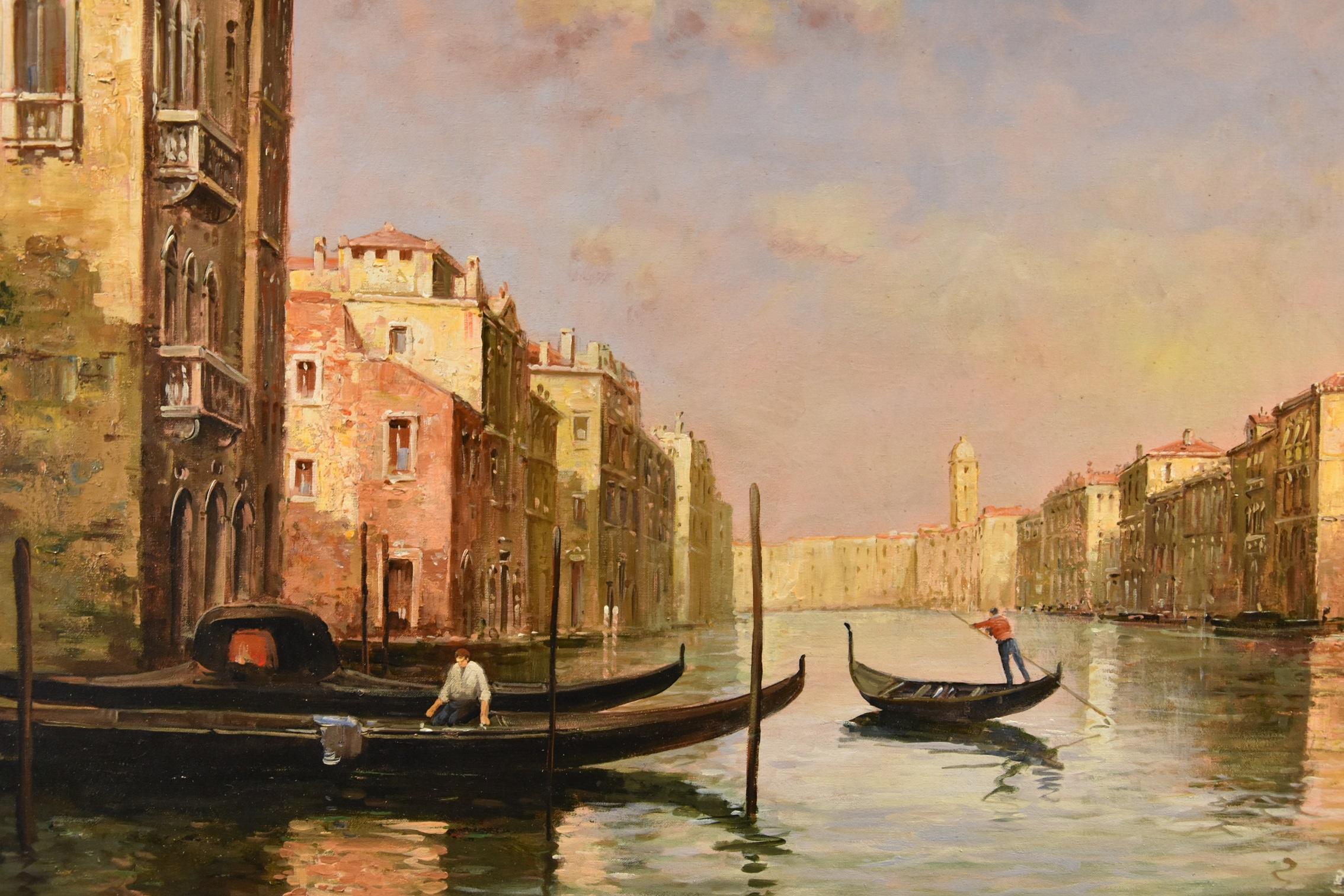 Paisaje del Gran Canal de Venecia Bouvard Aldine 19/20 Siglo Pintura Óleo sobre lienzo en venta 5