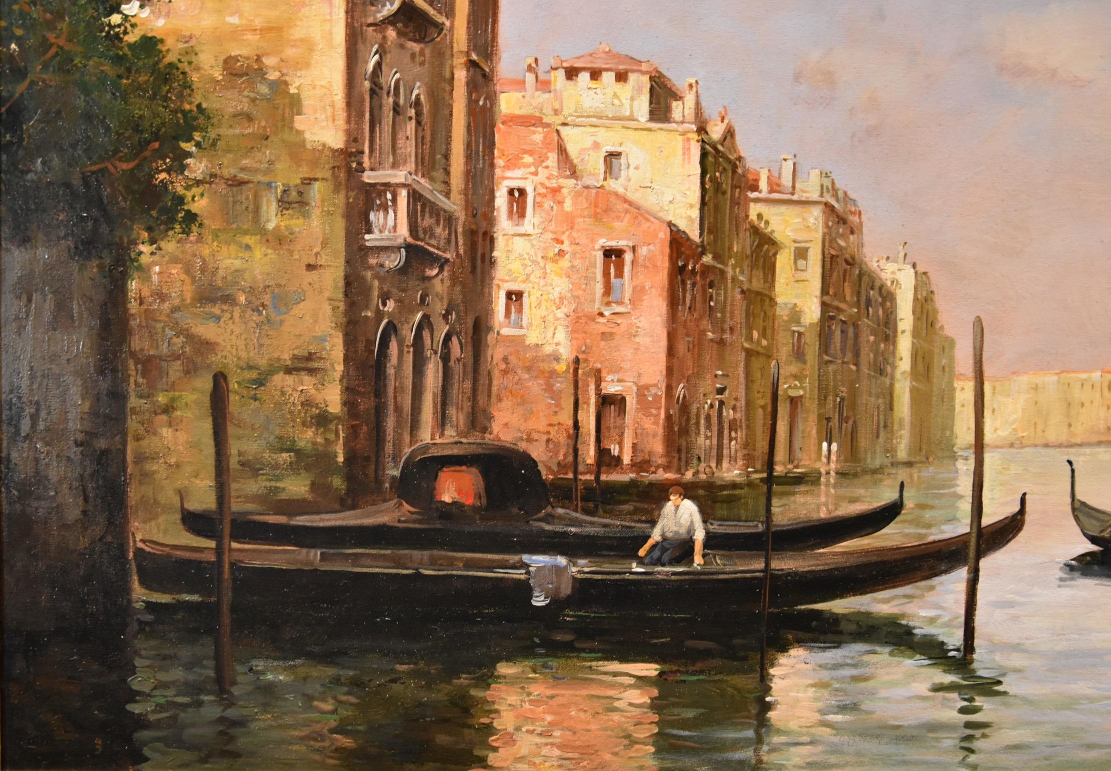 Paisaje del Gran Canal de Venecia Bouvard Aldine 19/20 Siglo Pintura Óleo sobre lienzo en venta 6