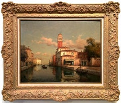 Una veduta di Venezia, olio su tela, incorniciato, inizio XX secolo, firmato