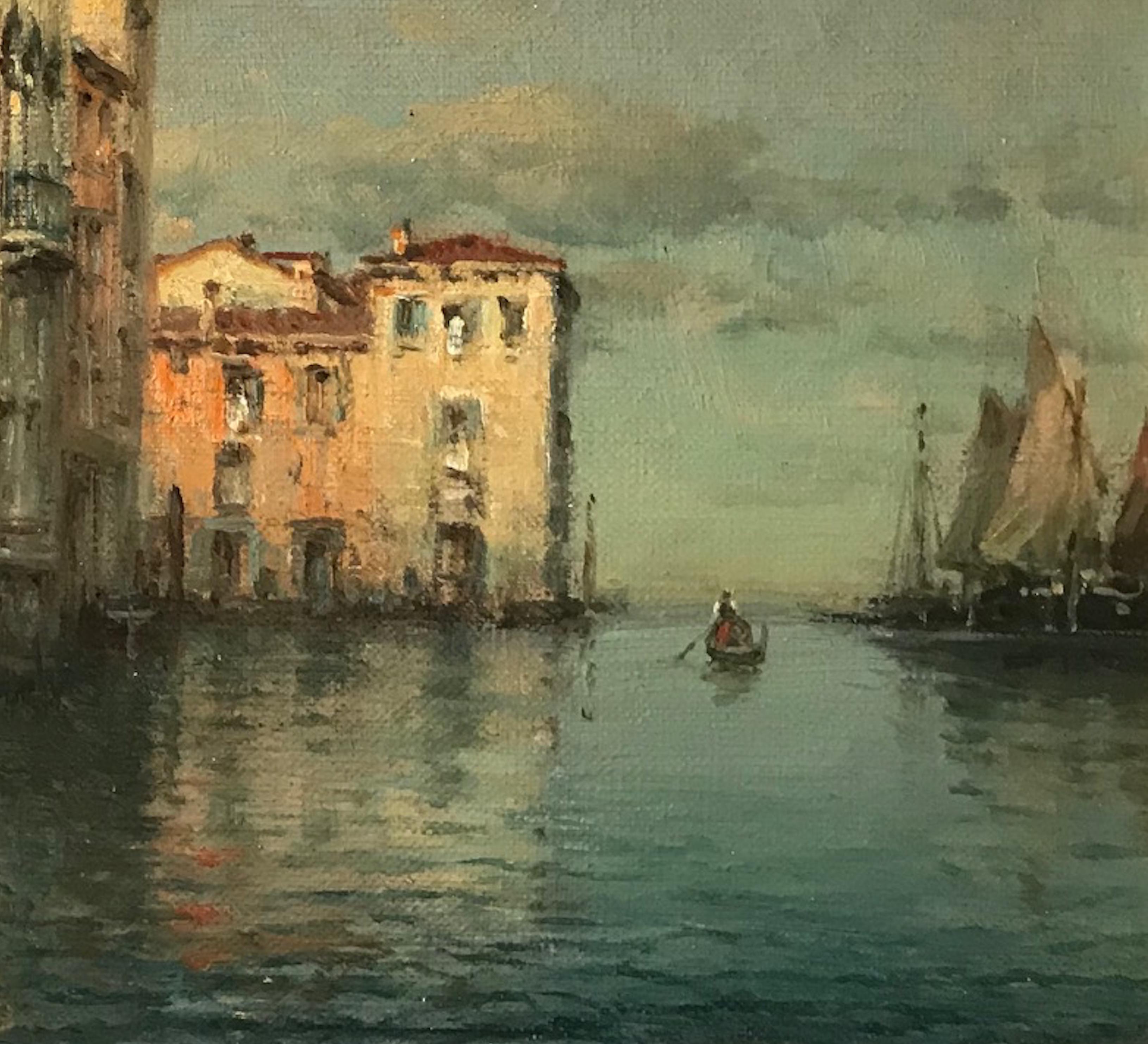 Landscape painting of Venice by Antoine Bouvard Senior Still Waters' - Old Masters Painting by Antoine Bouvard (Marc Aldine)