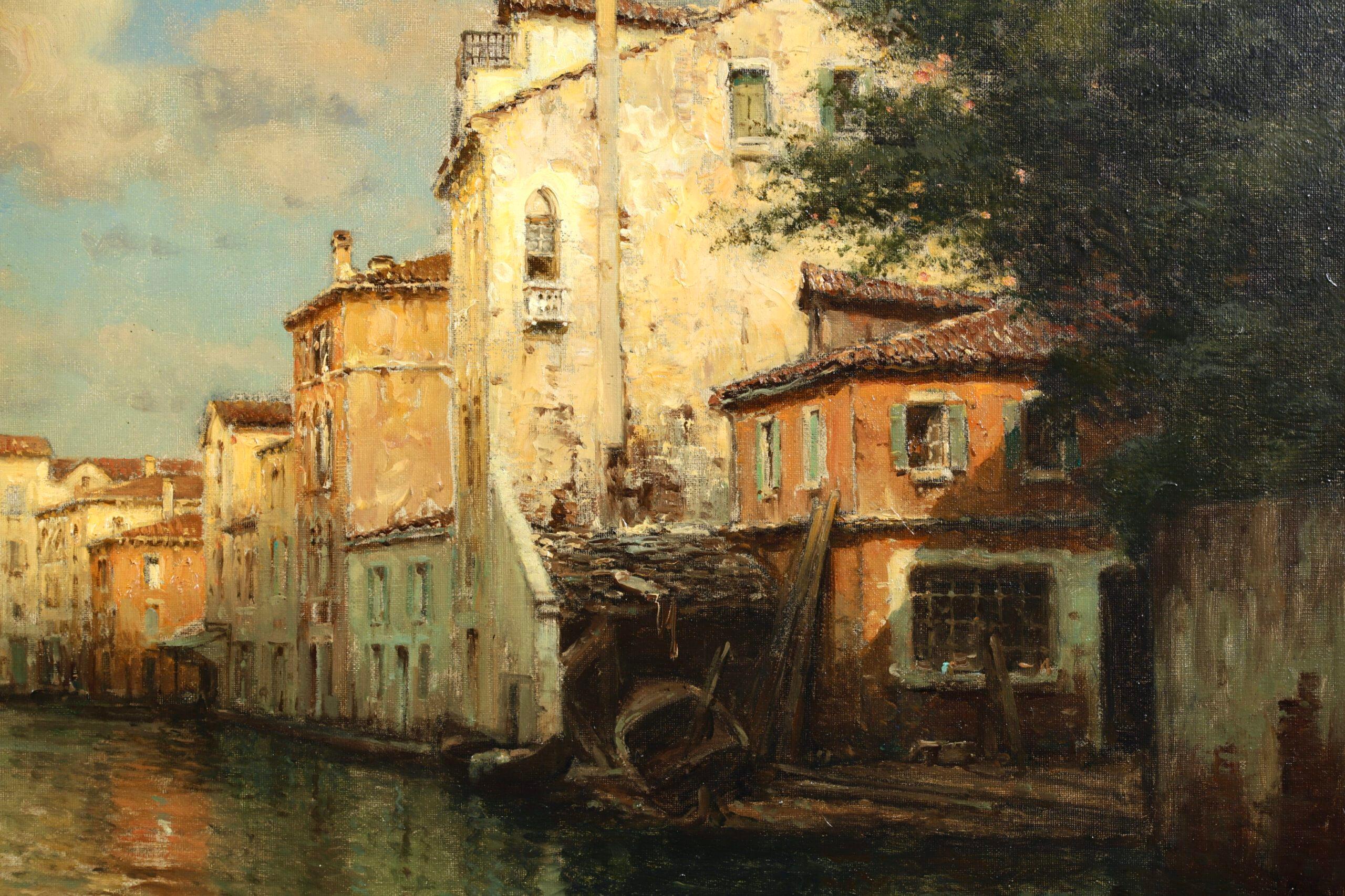 A Venetian Canal - Impressionist Landscape Oil Painting by Antoine Bouvard 9