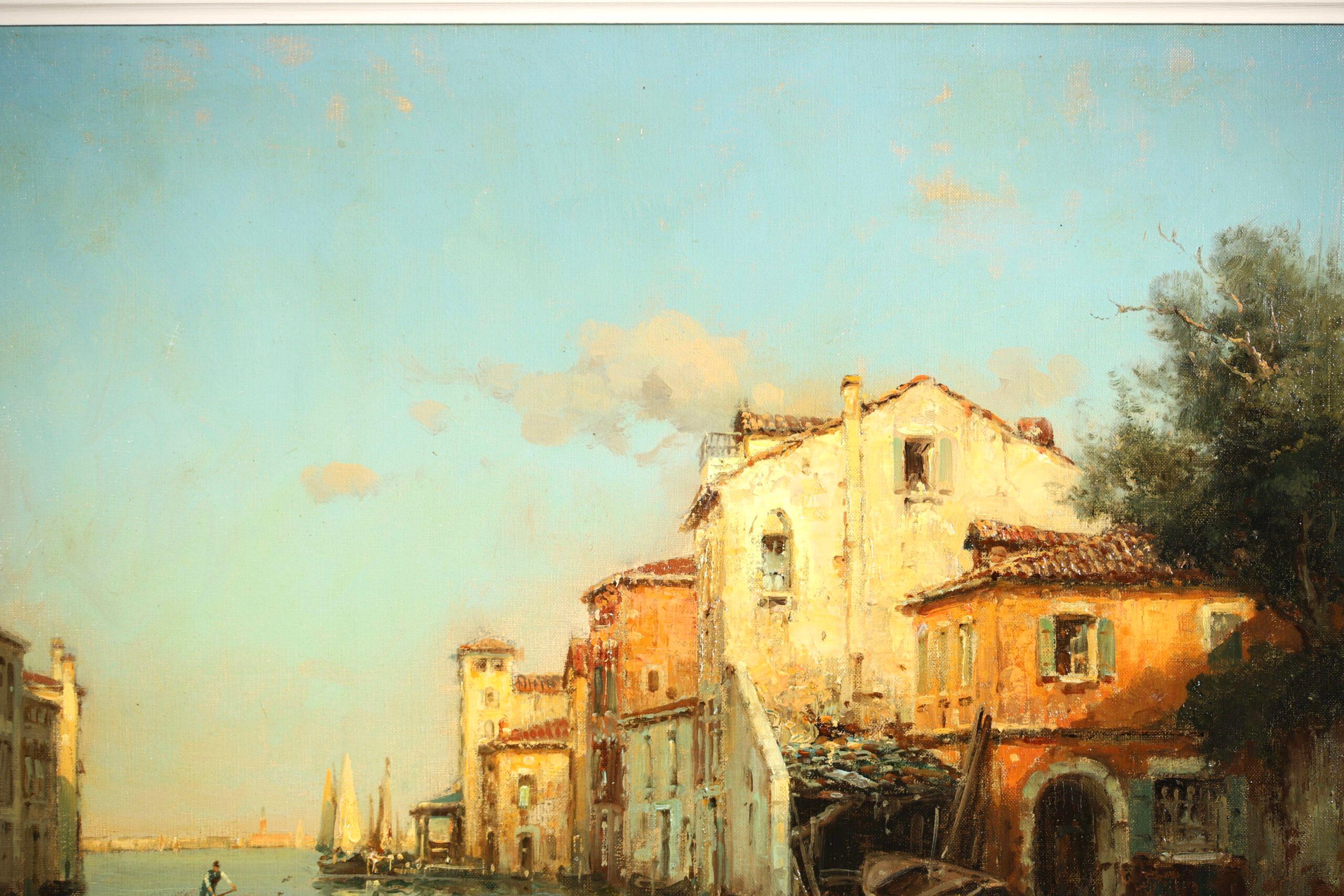 A Venetian Canal - Impressionist Landscape Oil Painting by Antoine Bouvard For Sale 1