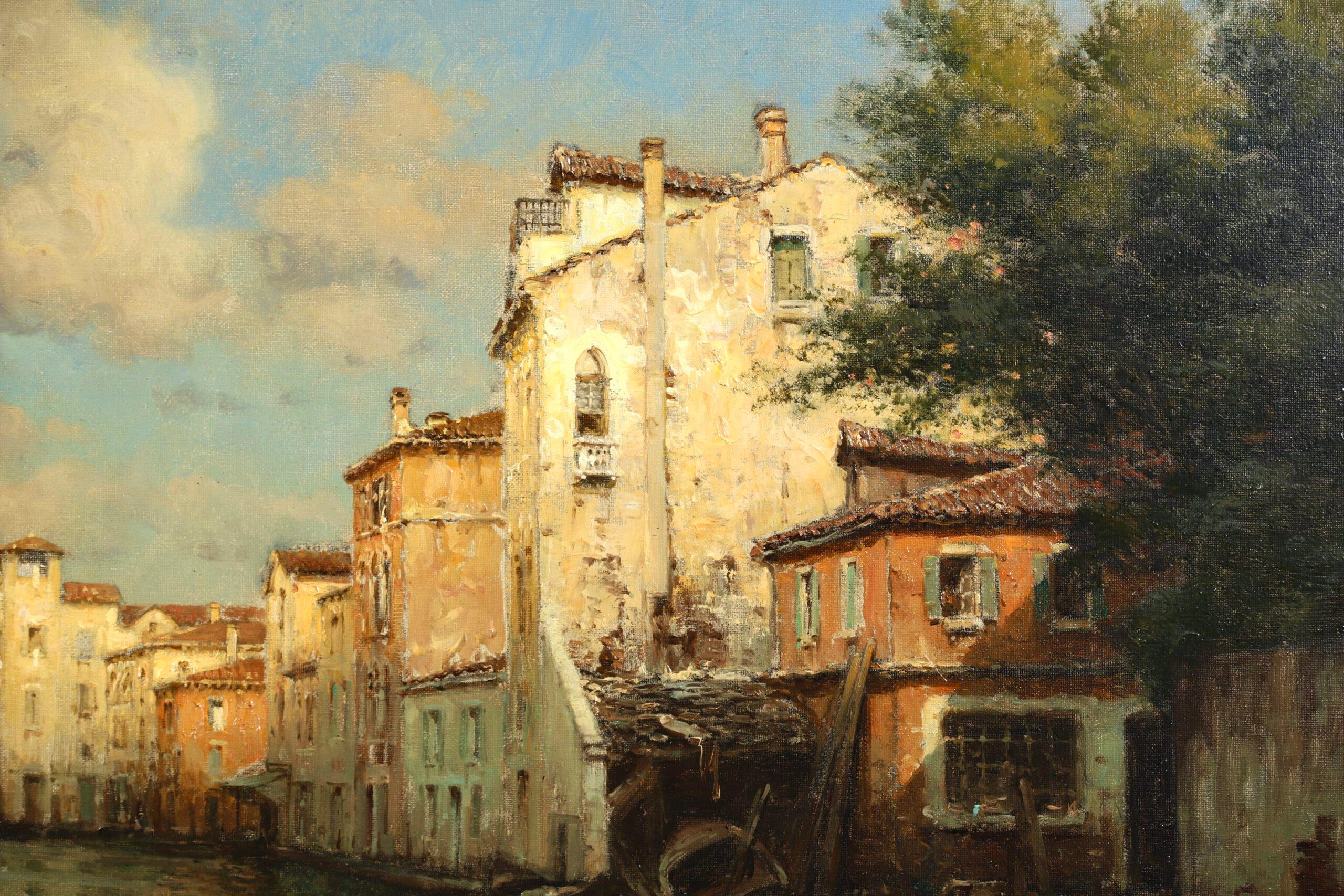 A Venetian Canal - Impressionist Landscape Oil Painting by Antoine Bouvard 2