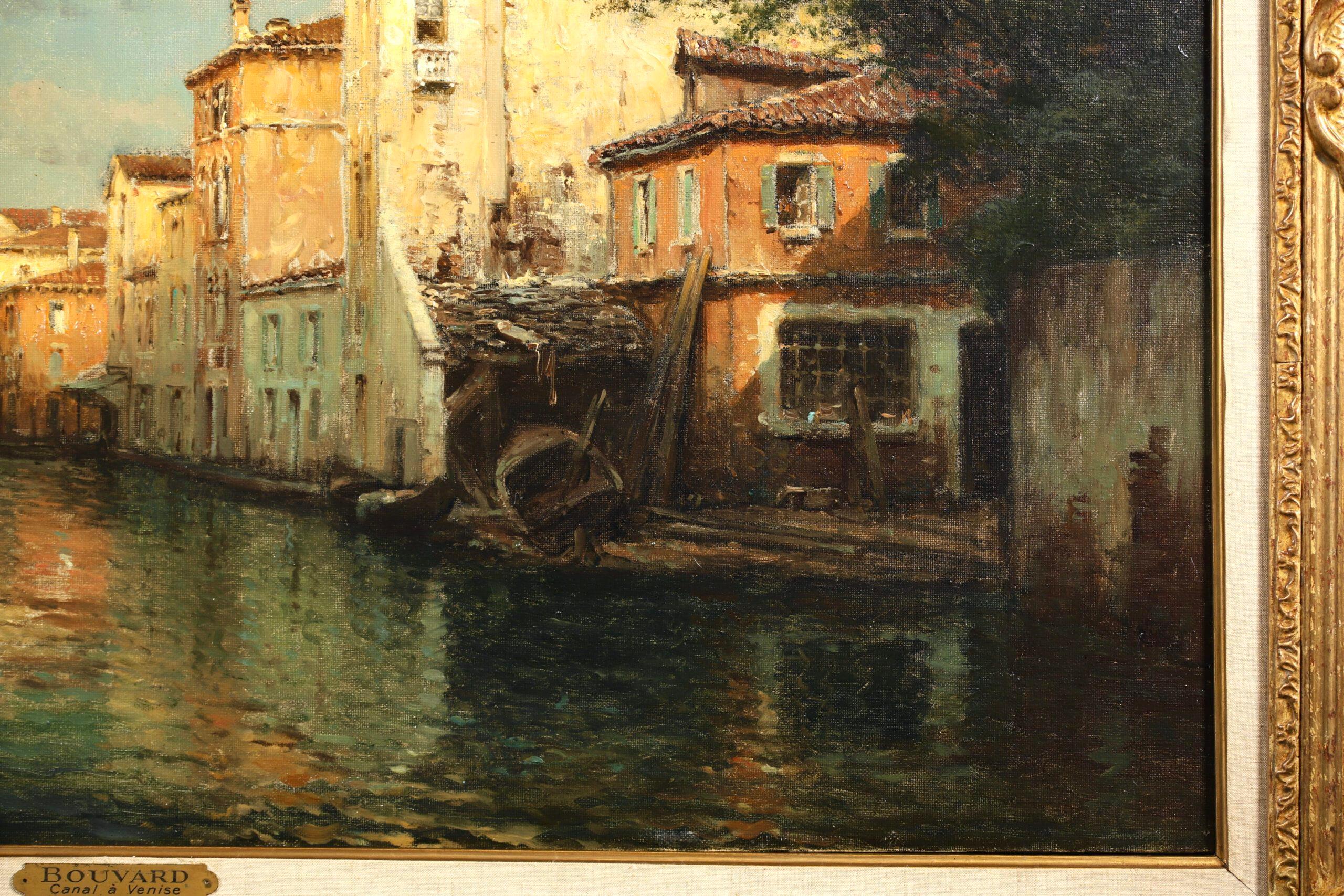 A Venetian Canal - Impressionist Landscape Oil Painting by Antoine Bouvard 4