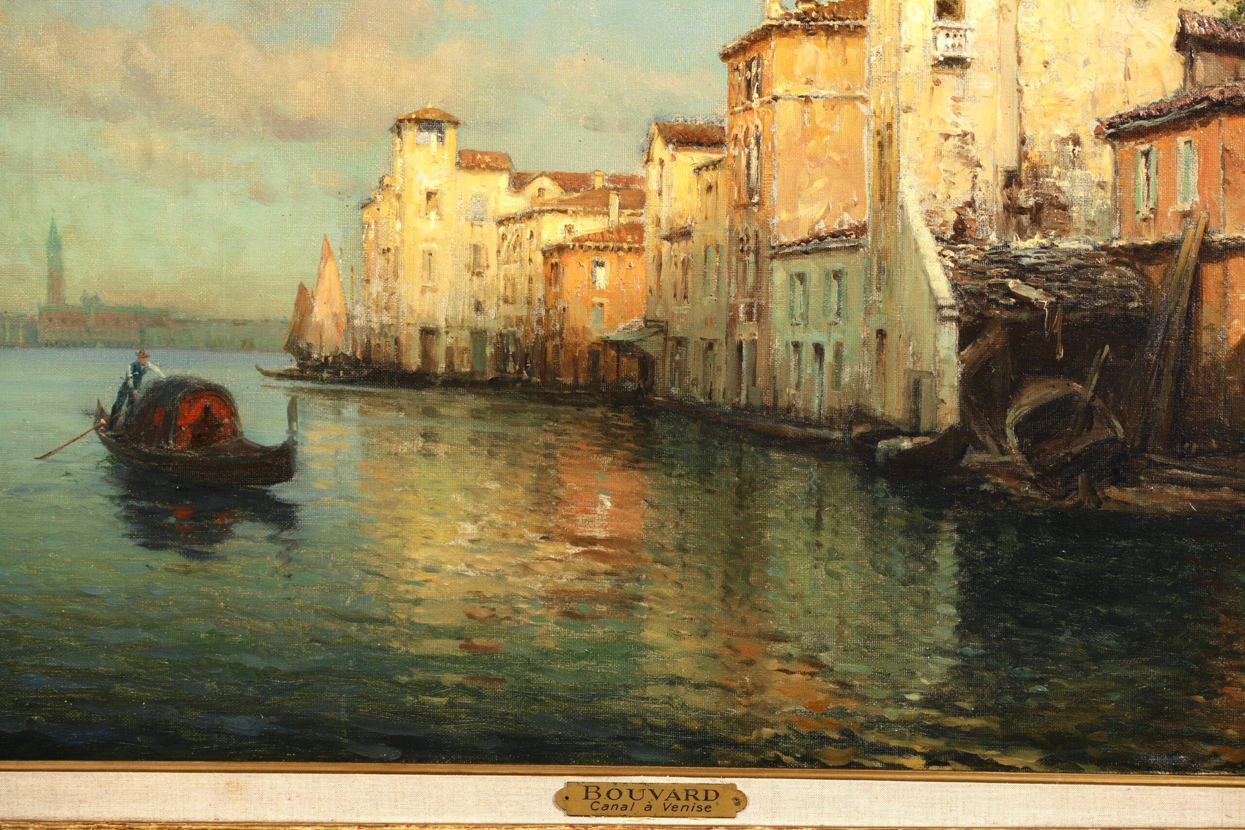 A Venetian Canal - Impressionist Landscape Oil Painting by Antoine Bouvard 5