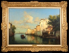 A Venetian Canal - Impressionist Landscape Oil Painting by Antoine Bouvard