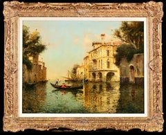 A Venetian Canal - Impressionist Landscape Oil Painting by Antoine Bouvard