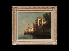 Evening Glow Impressionist Landscape painting of Venice, water reflections