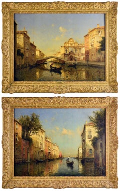 Antoine Bouvard Snr. - Magnificent Pair of Canal Views, Venice. Pristine condition. Magnificent Pair of Canal Views, Venice. Pristine condition.