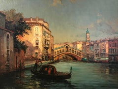 Painting of  Venice depicting the Canals & Gondola 'The Start of the Day'