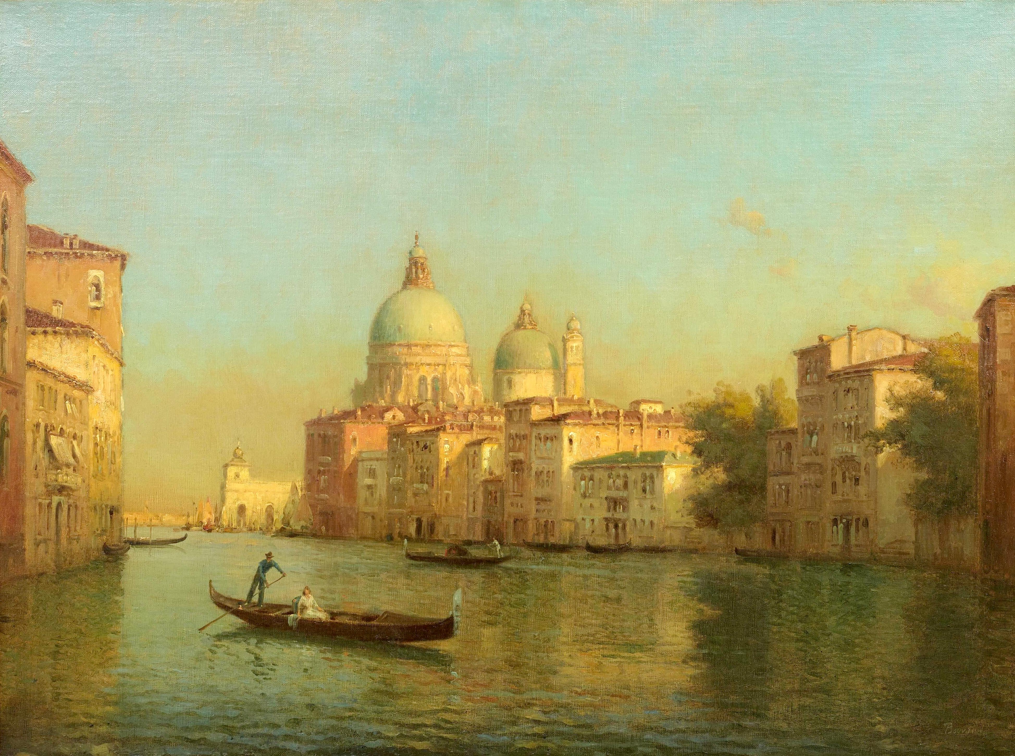 The Grand Canal Impressionist 20th century painting of Venice, light, figures