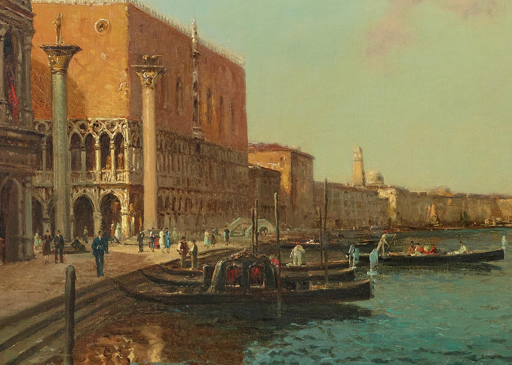 Venetian Glow Landscape painting of Venice, Grand Canal,  Della Salute, Piazza (Impressionismus), Painting, von Antoine Bouvard Snr. 