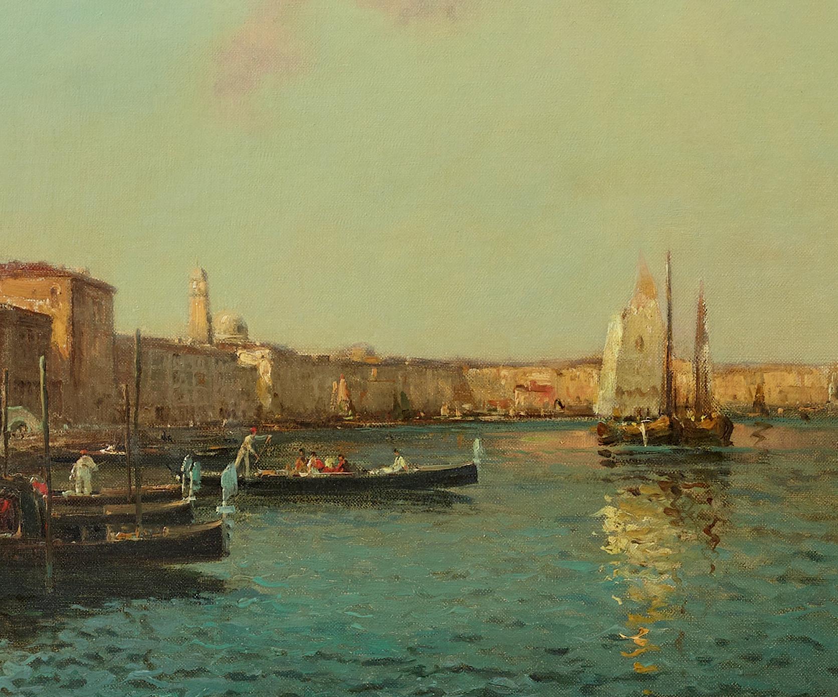 Venetian Glow Landscape painting of Venice, Grand Canal,  Della Salute, Piazza (Braun), Landscape Painting, von Antoine Bouvard Snr. 