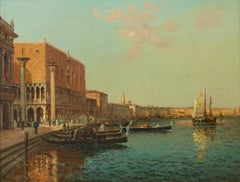 Venetian Glow Landscape painting of Venice, Grand Canal,  Della Salute, Piazza