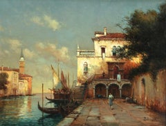 Venice - A Capriccio - 20th Century Oil, Canal Landscape - Antoine Bouvard