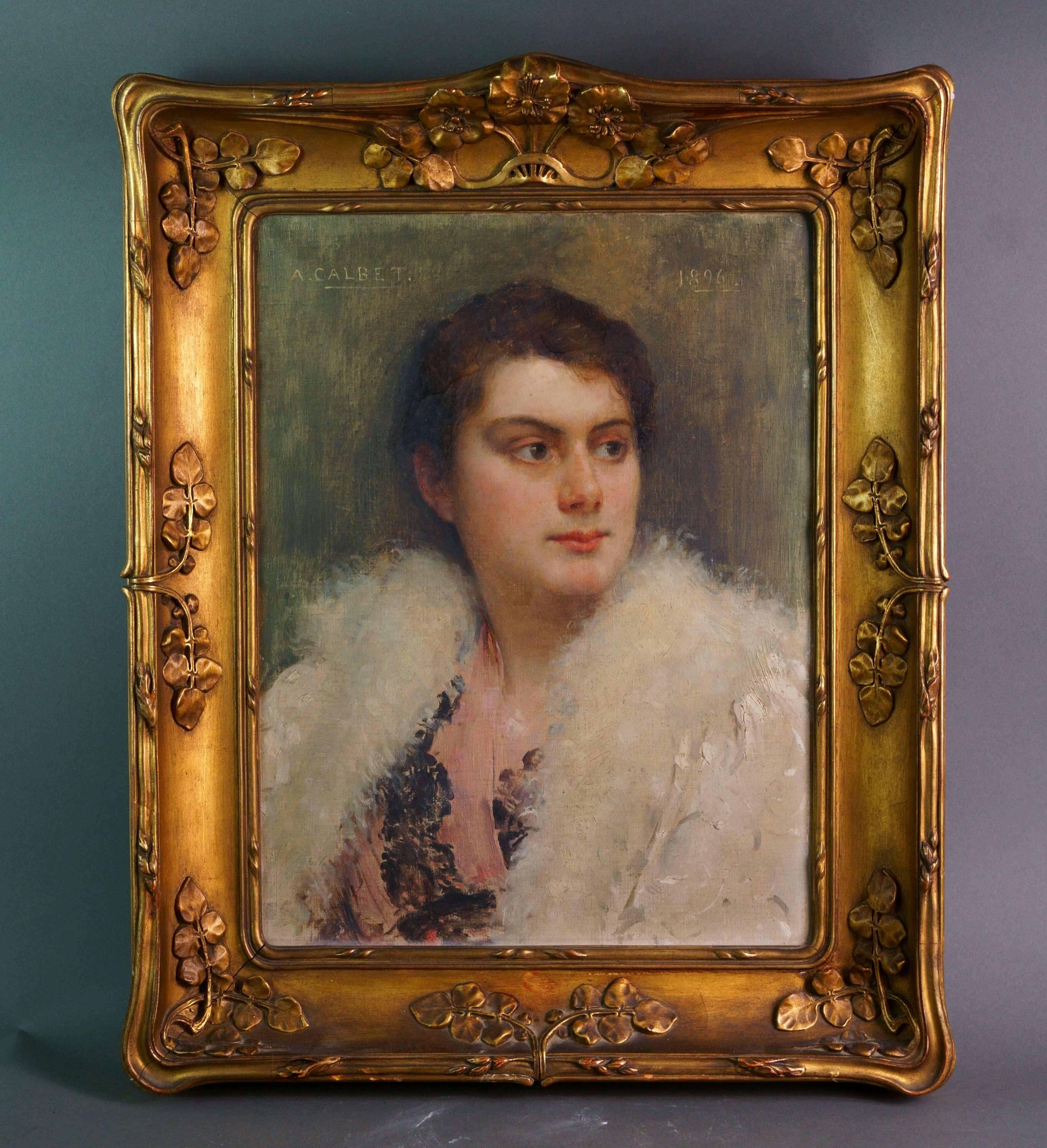 Antoine Calbet (1860-1942) Ritratto di donna Firmato e Datato 1896
