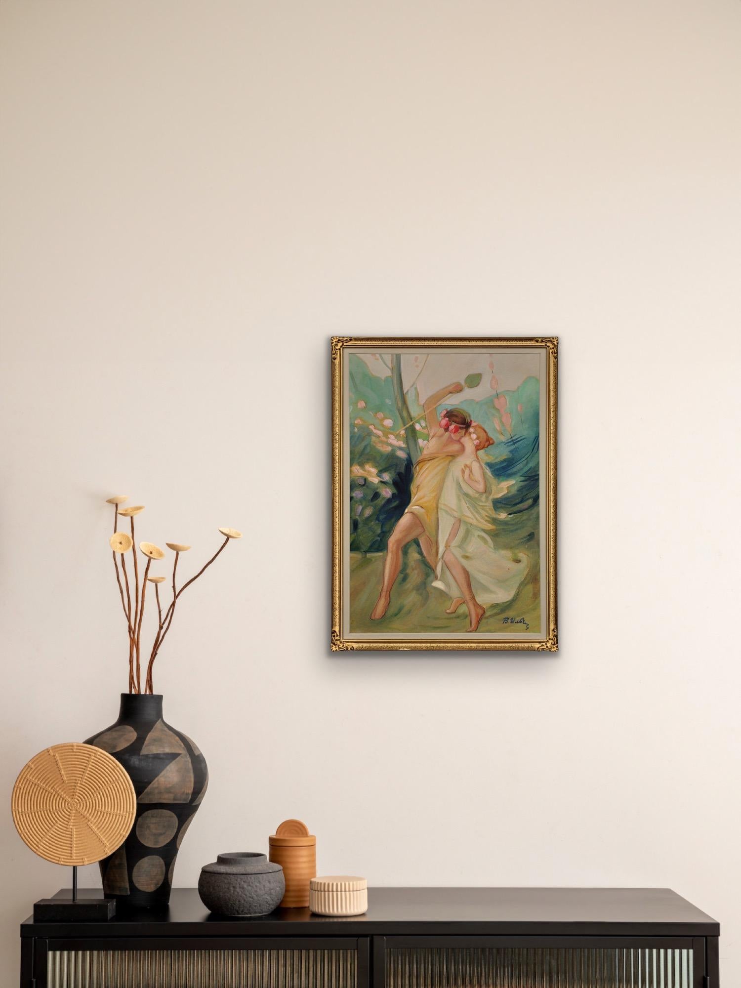 Peinture d'époque Art nouveau, Affaire d'amour grecque entre Thésée et Ariane en vente 9