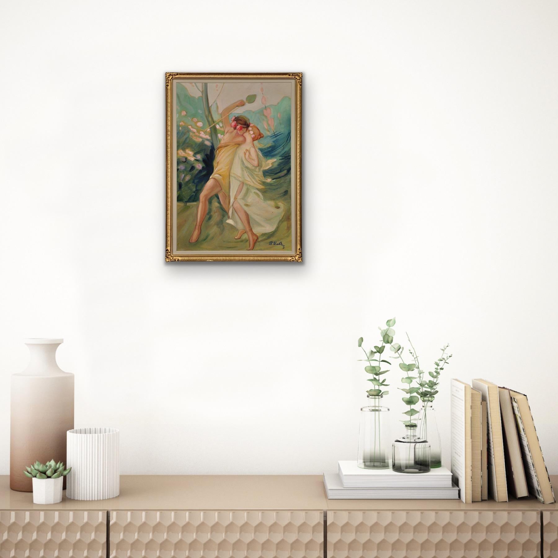 Peinture d'époque Art nouveau, Affaire d'amour grecque entre Thésée et Ariane en vente 14