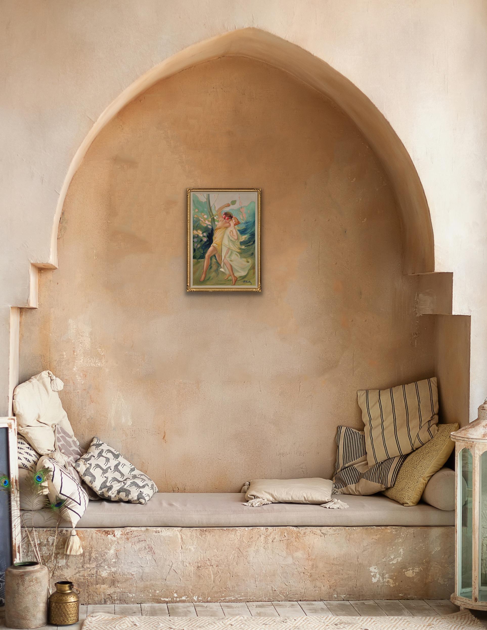 Peinture d'époque Art nouveau, Affaire d'amour grecque entre Thésée et Ariane en vente 15