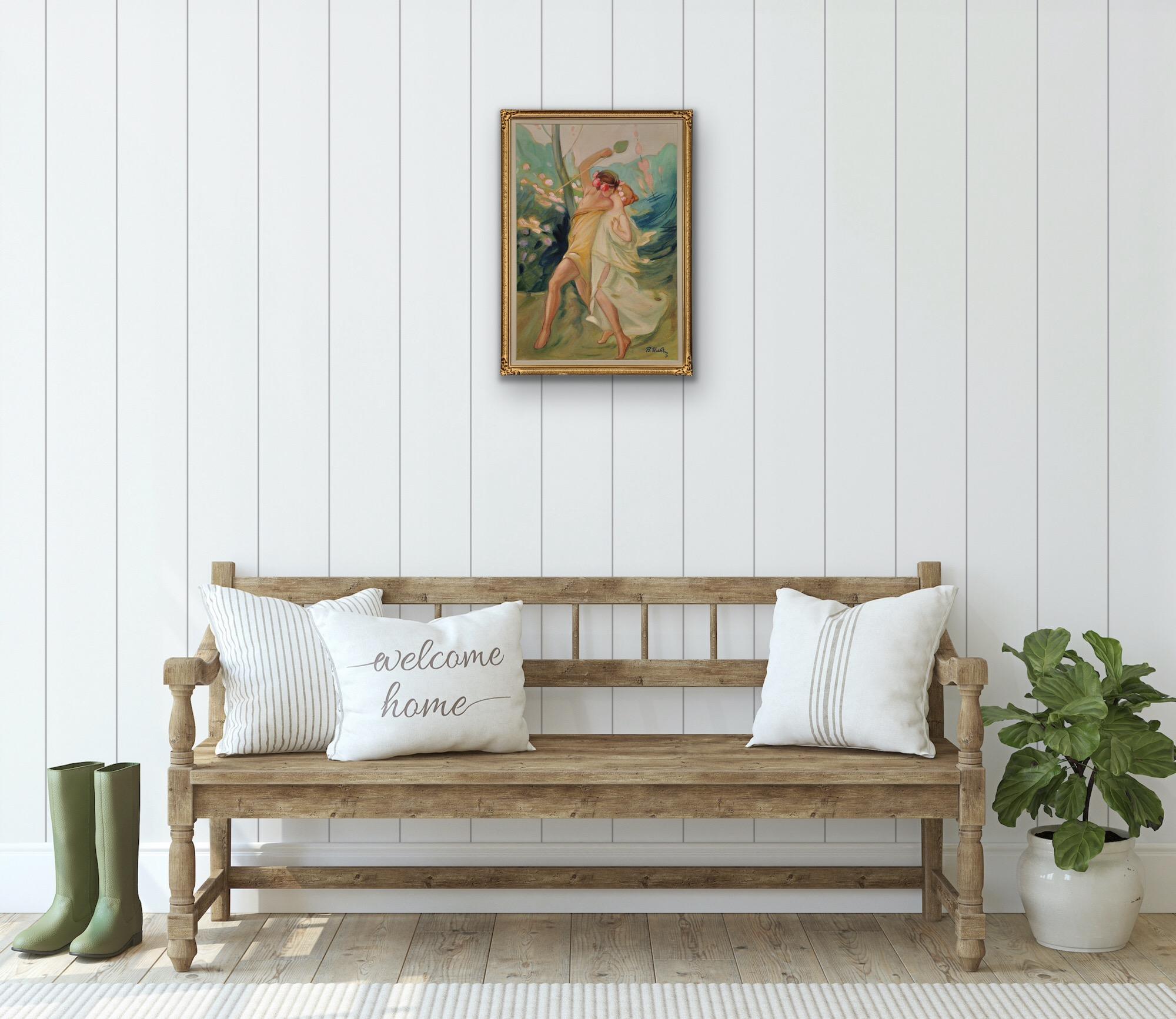 Peinture d'époque Art nouveau, Affaire d'amour grecque entre Thésée et Ariane en vente 4