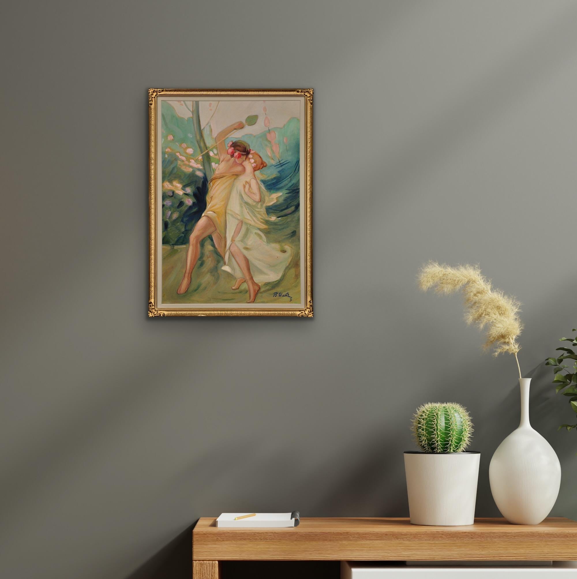 Peinture d'époque Art nouveau, Affaire d'amour grecque entre Thésée et Ariane en vente 5