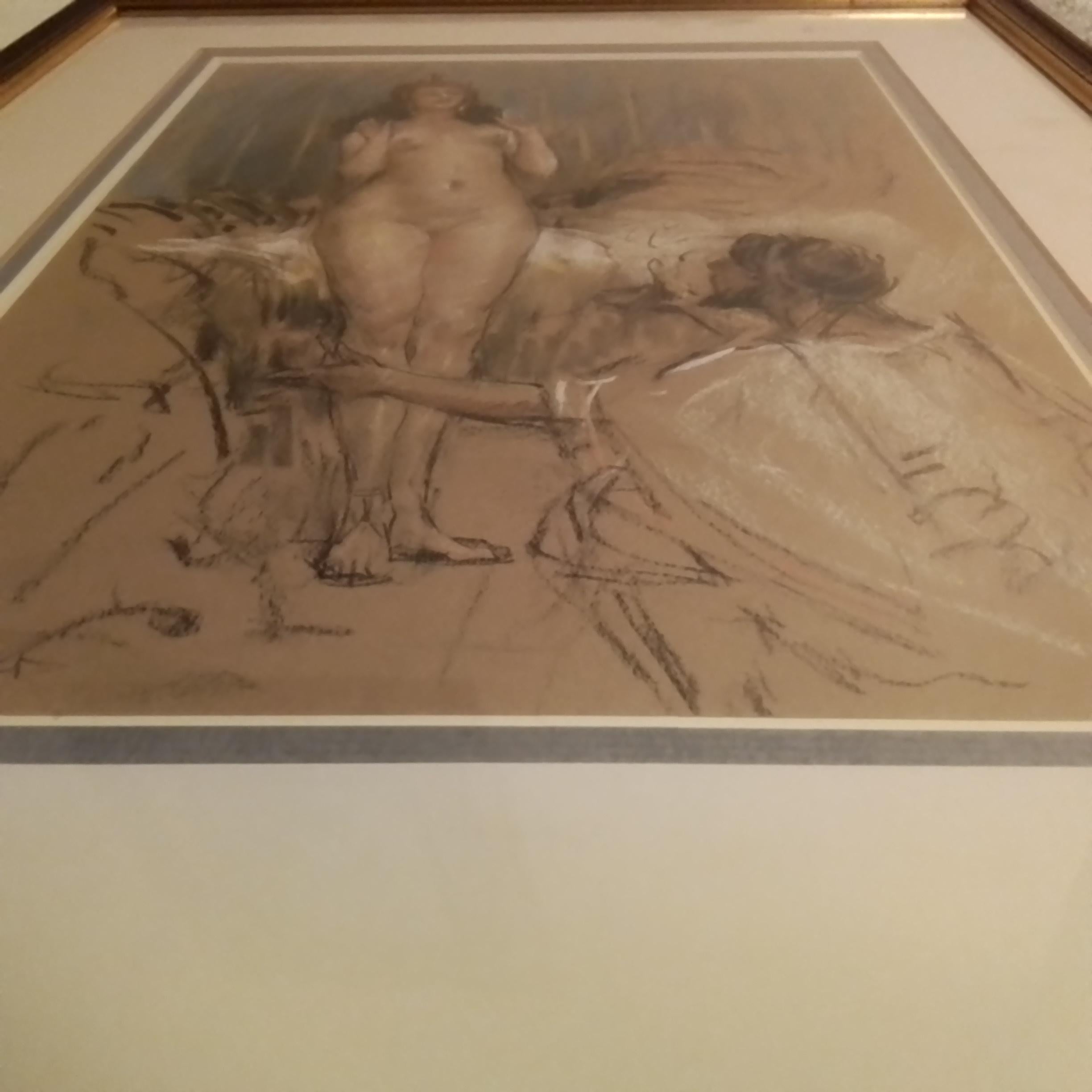 Portrait de nu français par Antoine Calbet  pastel signé en vente 7