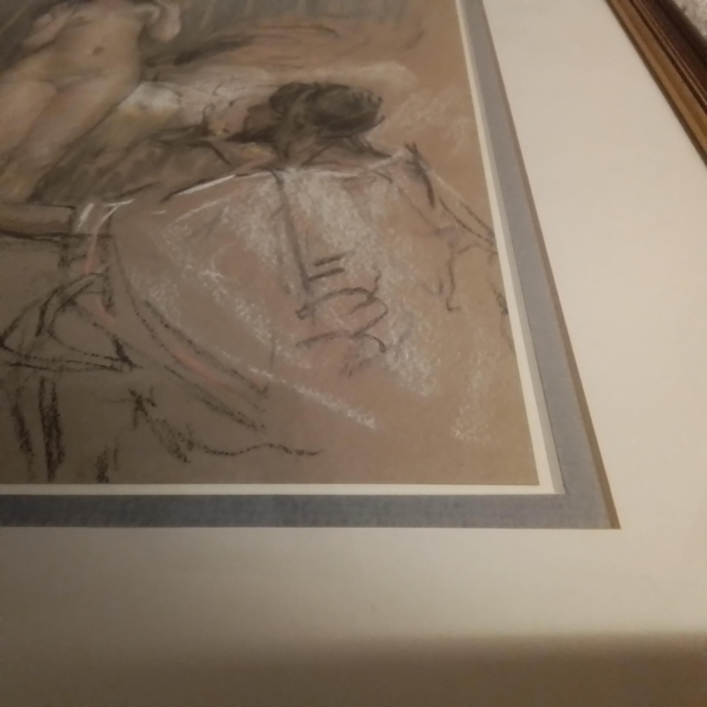 Portrait de nu français par Antoine Calbet  pastel signé en vente 8